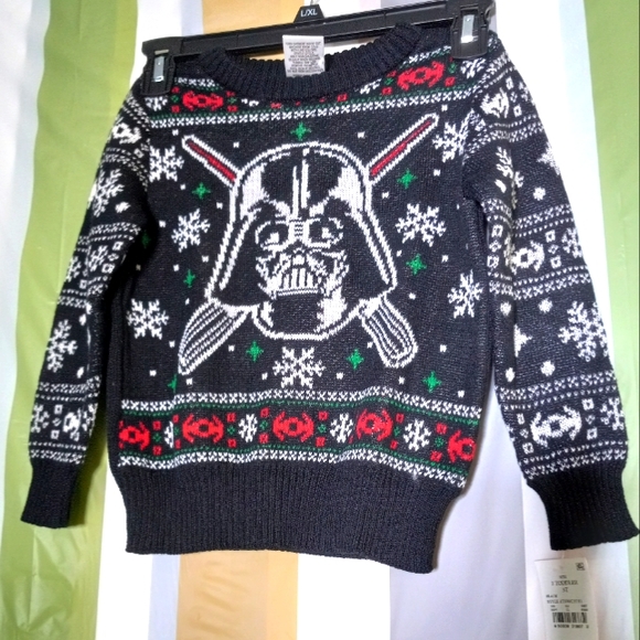 STAR WARS Christmas New.. Sweater Boy's Size 3 black color. - Picture 2 of 7